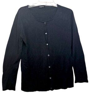 Laurel Silk Cashmere Cardigan Sweater Knit Round Neck Minimalist Top Button Up M